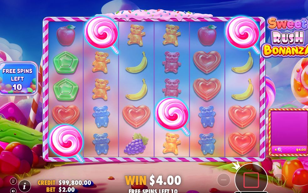 Free Spins-runda på 6x5-rutnätet med godissymboler
