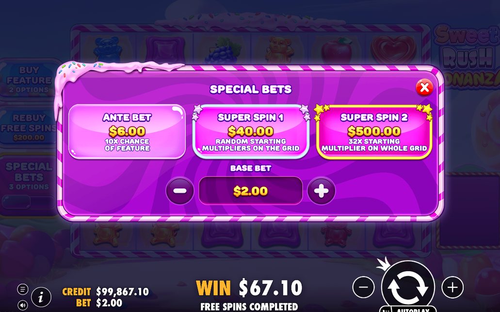 Bonusläget Super Free Spins med multiplikatorer