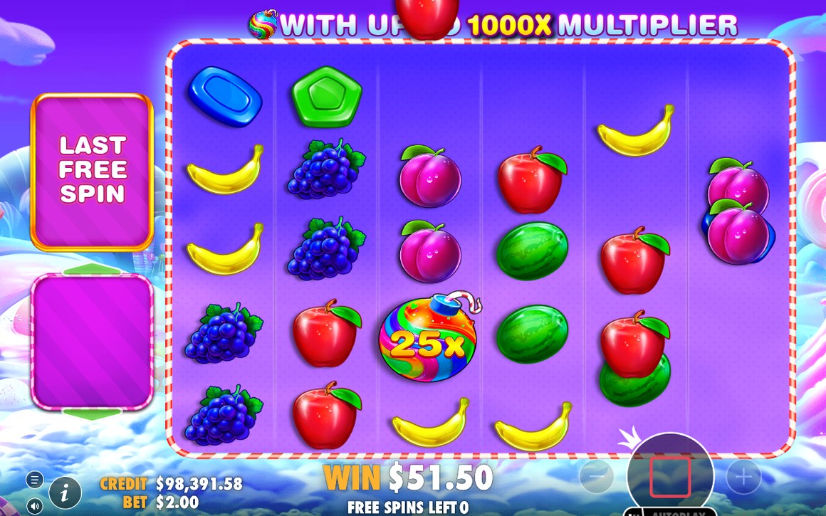 Free Spins-läget med Multiplier-bomber på rutnätet